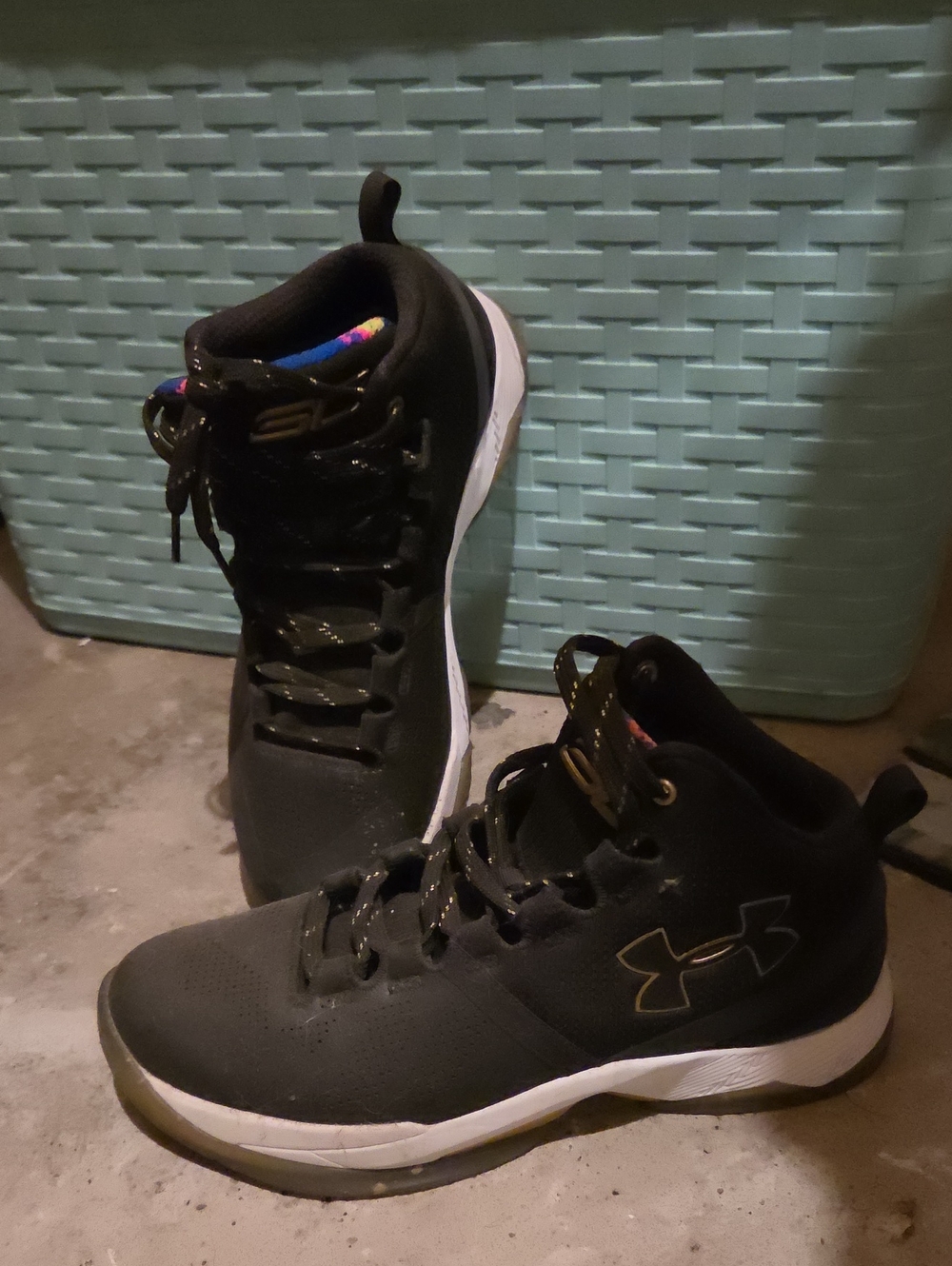 Stephen Curry Under Armour Kids Black and White Mid-Top Sneakers